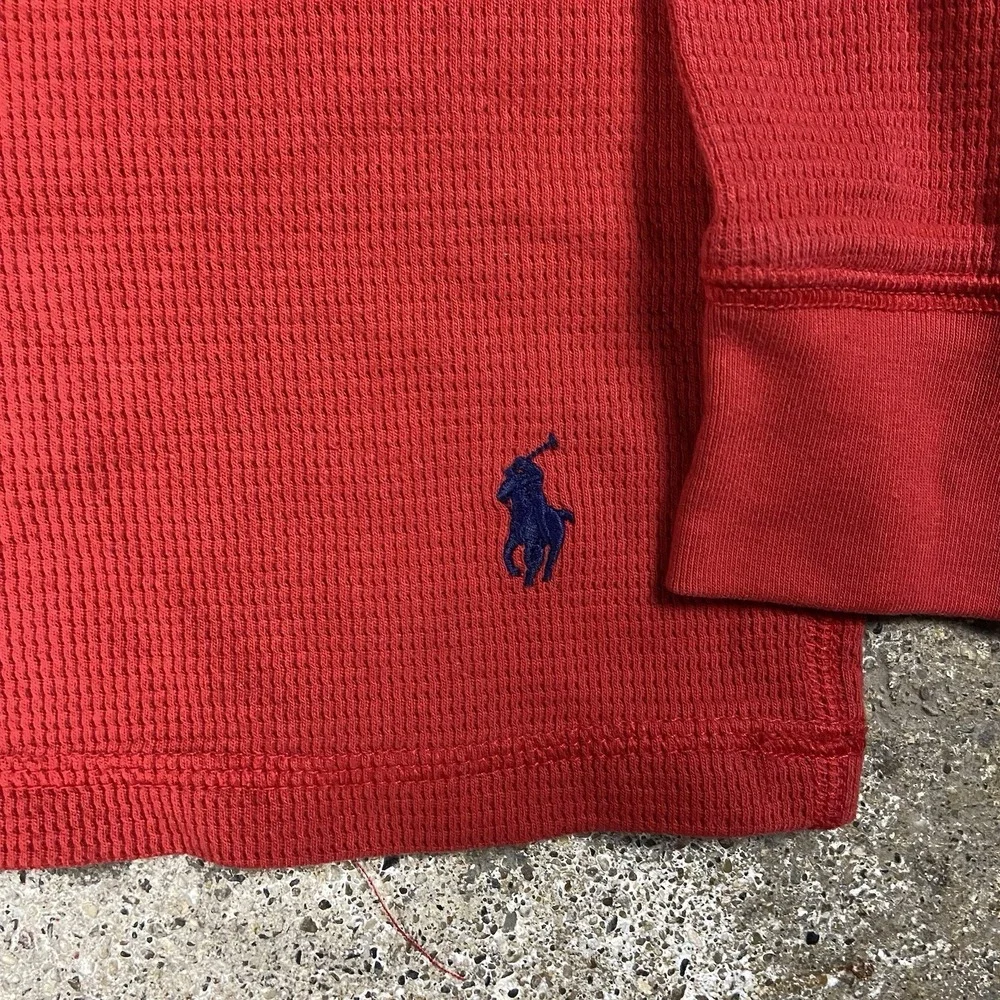Polo Ralph Lauren Sleepwear Long Sleeve Shirt Size M Red Waffle Knit Thermal